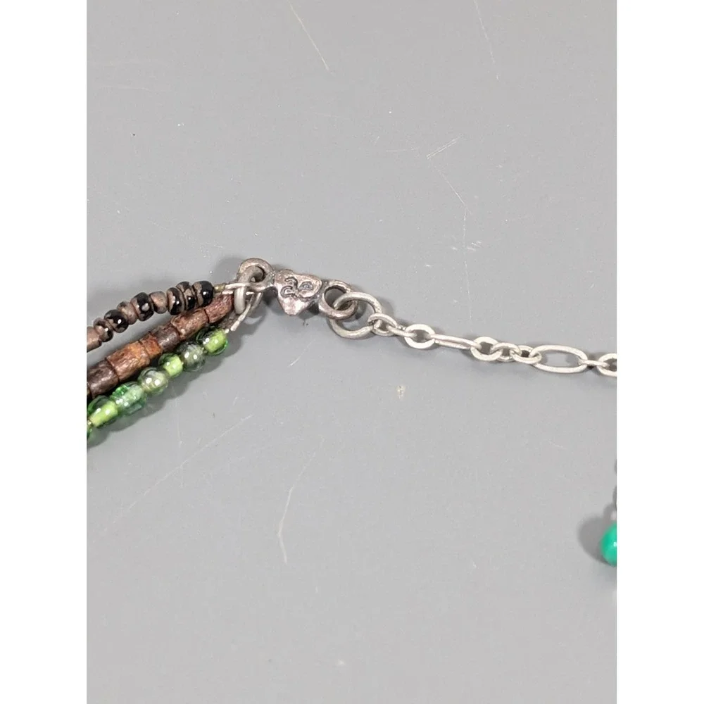 American Eagle Layered Bead Necklace Blue Green Pink Glass ‎ Festival Boho 19